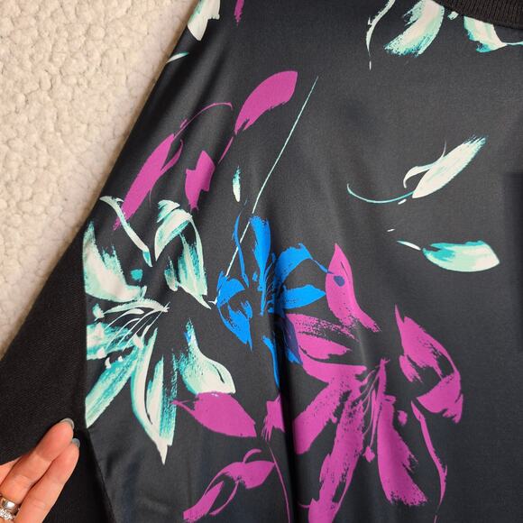 C Wonder SzL NWT Mixed media black Floral soft flowy Pullover Top Sweater Office - Picture 10 of 13